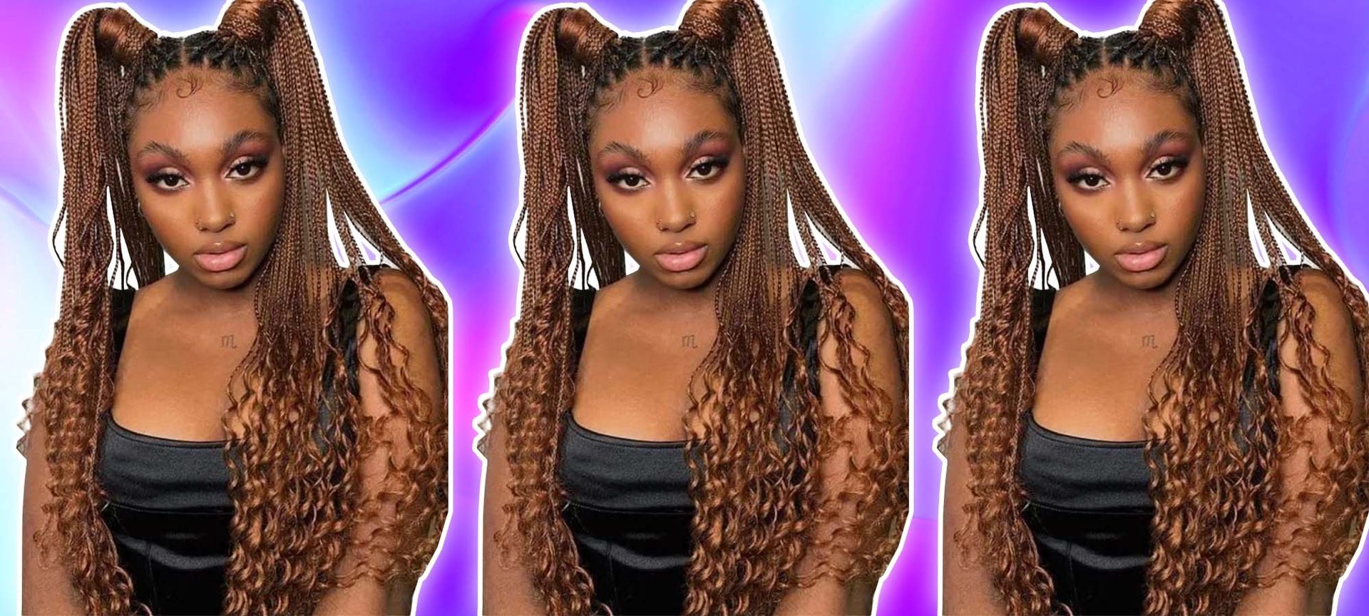 Unique new 2021 braided hairstyle box braids with curly ends harstyle -  YouTube