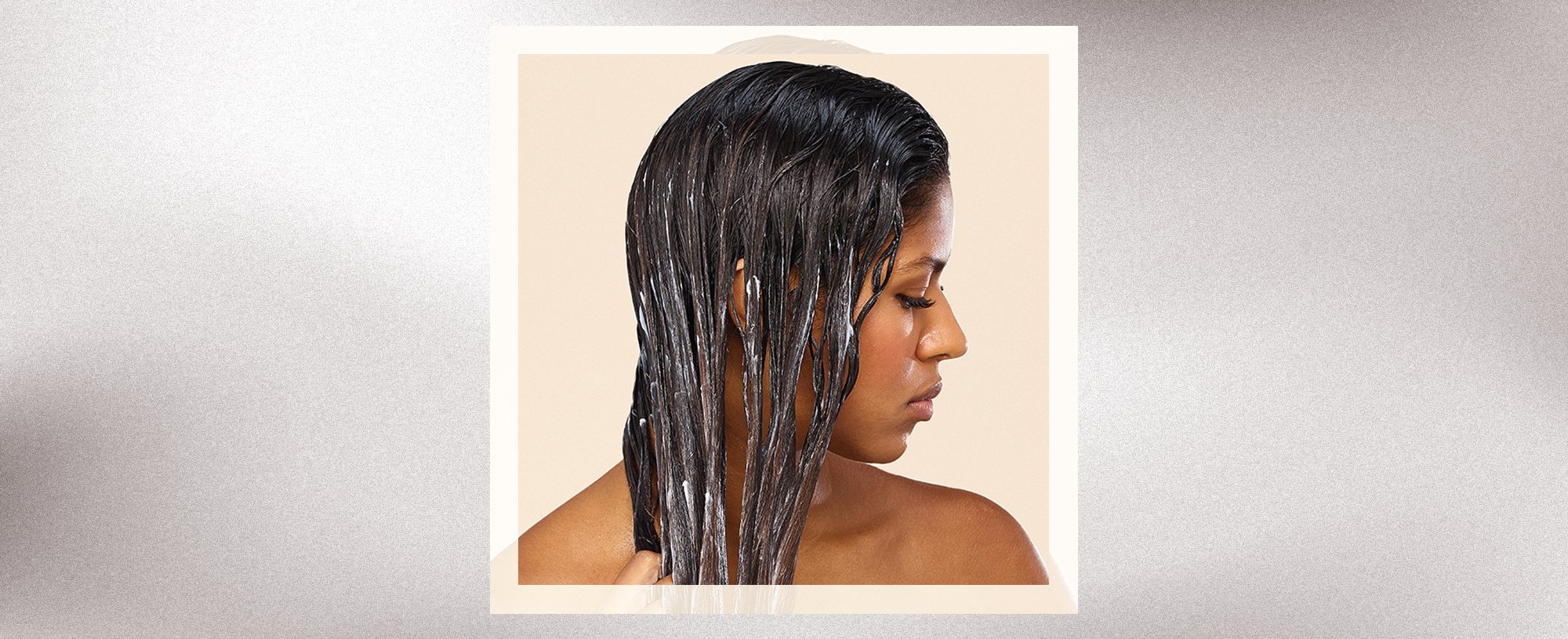 A woman with shampoo in her hair